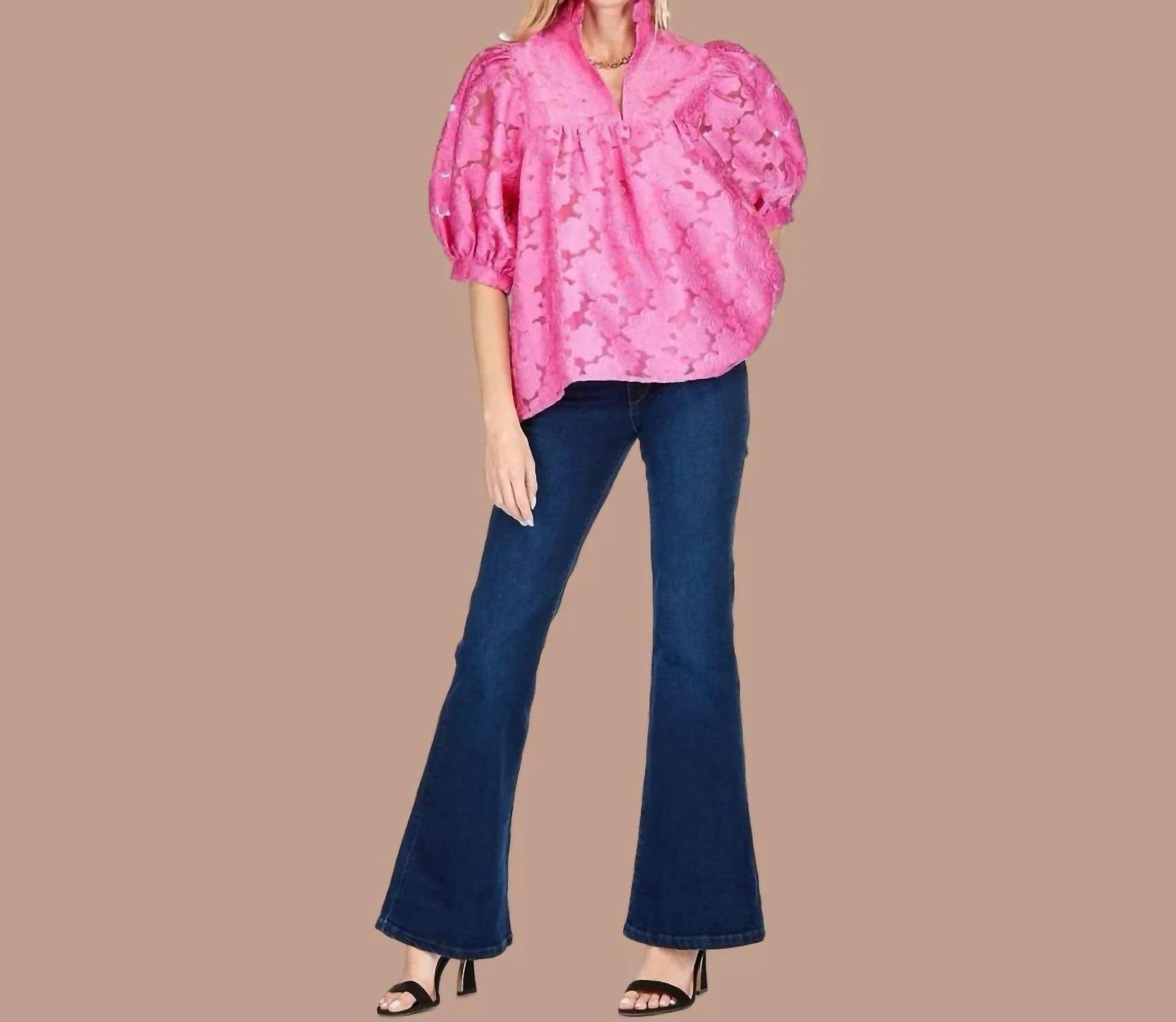 Jade - Floral Organza High Neck Top