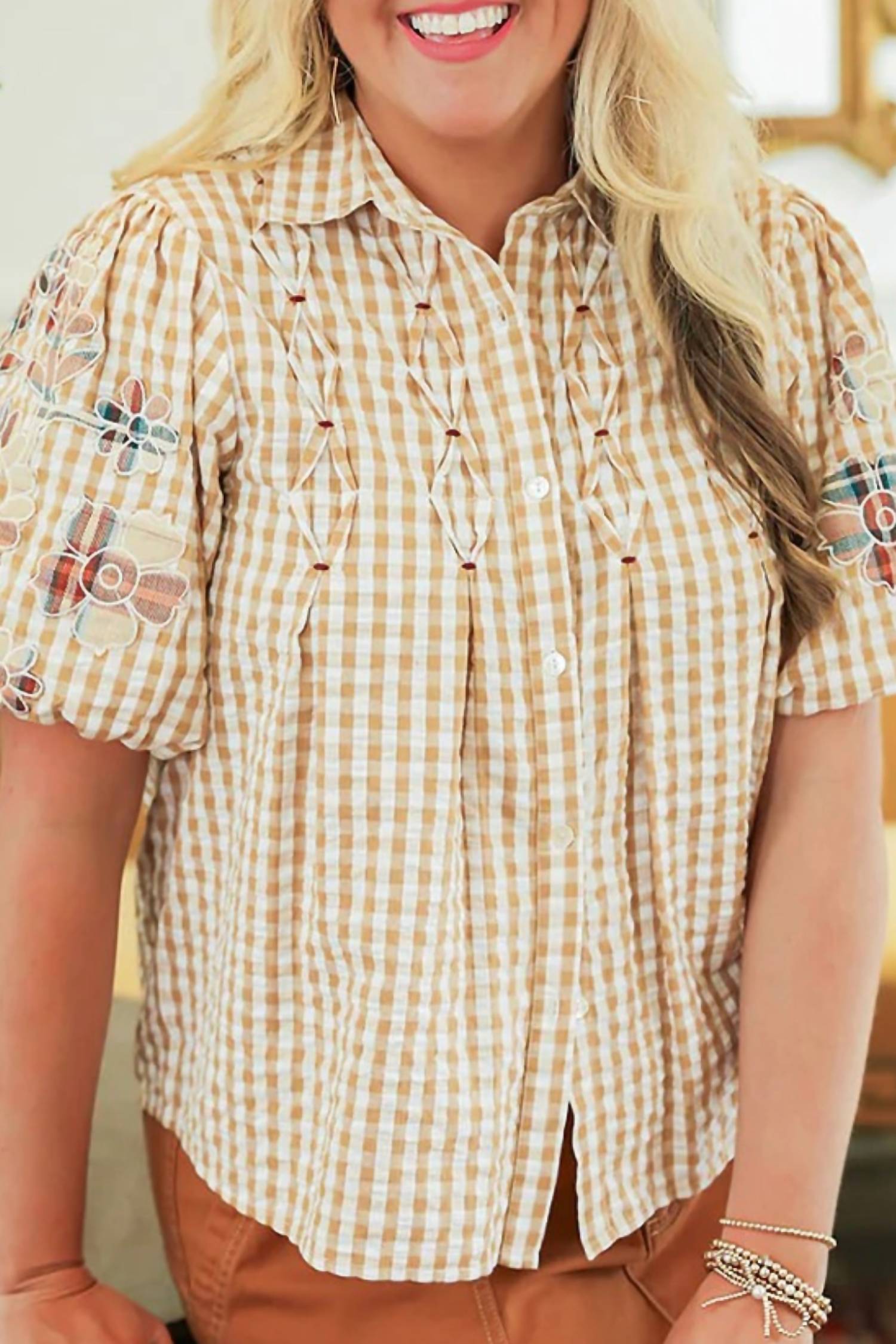 Layerz Clothing - Brinley Short Sleeve Button Up Top