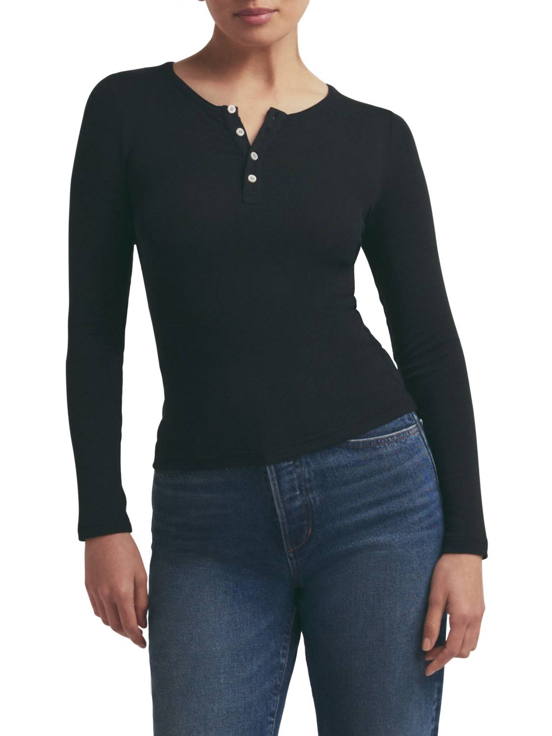 Favorite Daughter - Henley Ribbed Long Sleeve Top