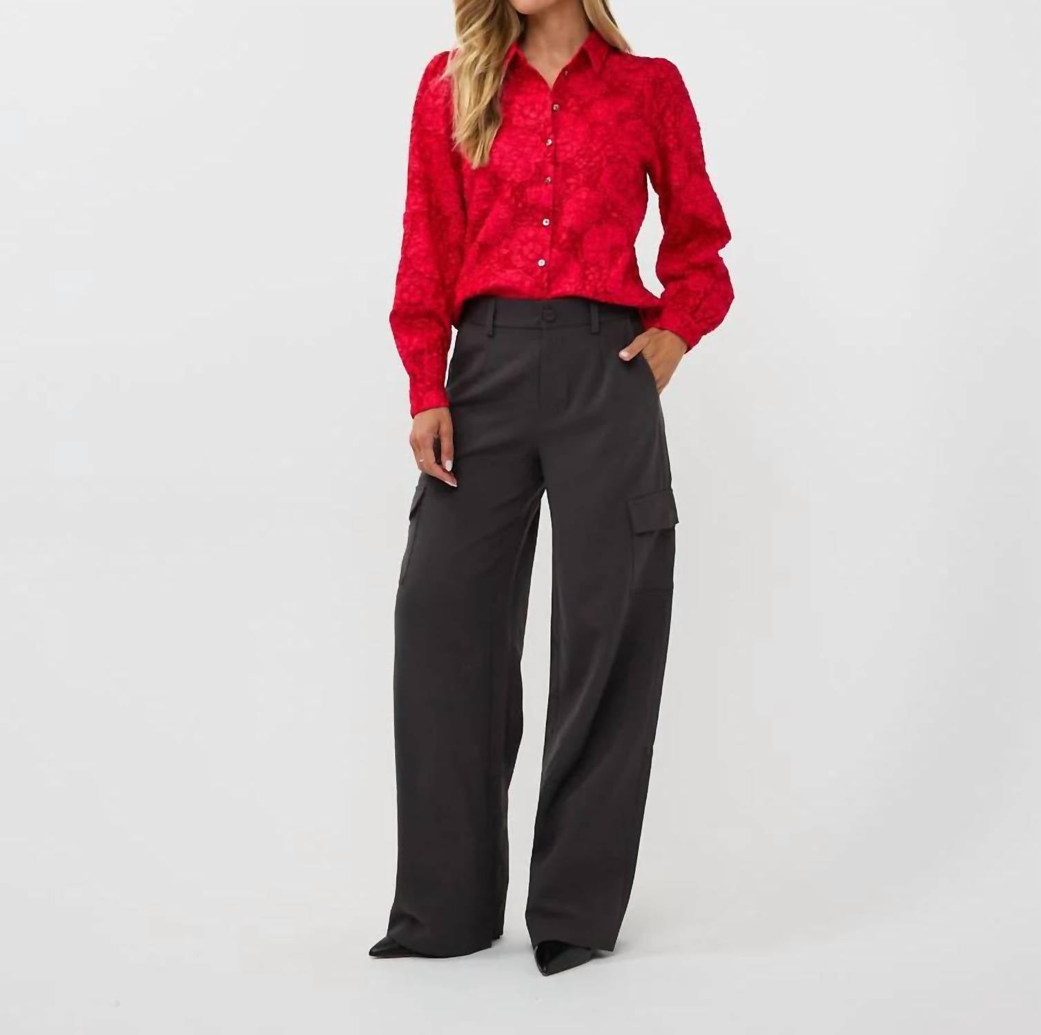 Esqualo - Brandee Two-tone Flower Jacquard Blouse