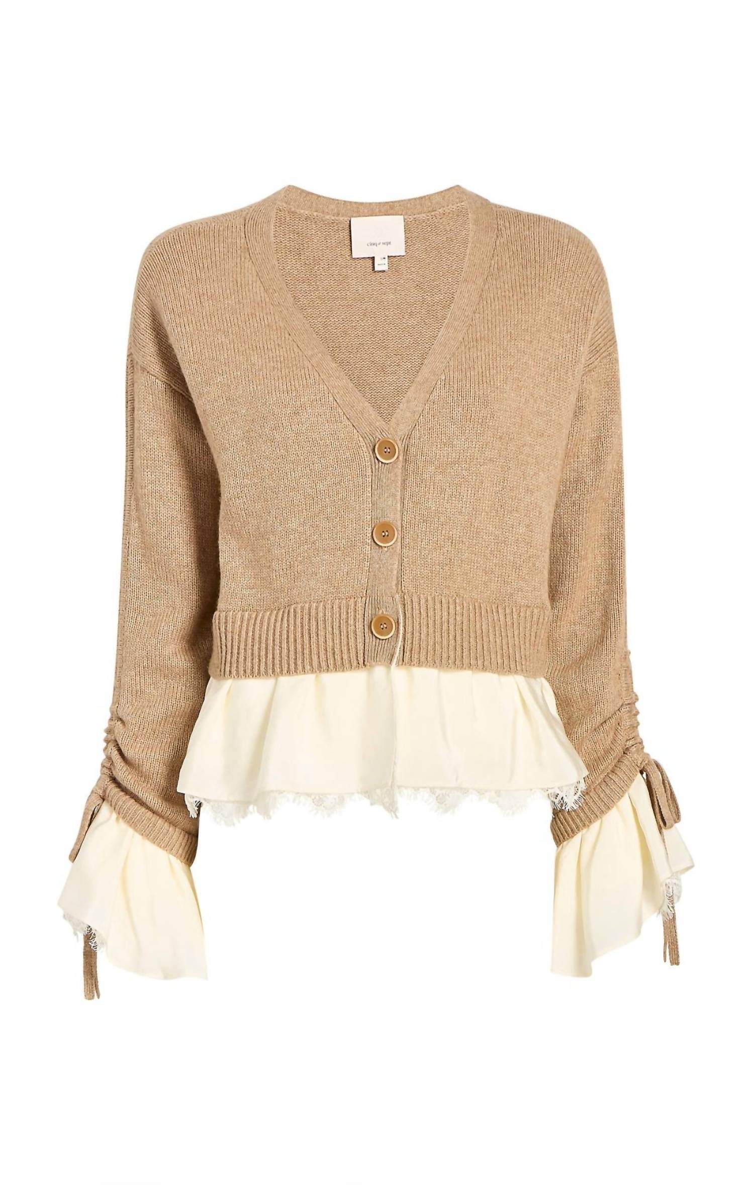 cinq a sept Atley Cropped Cardigan in cappuccino ivory - women's sweater - view 6