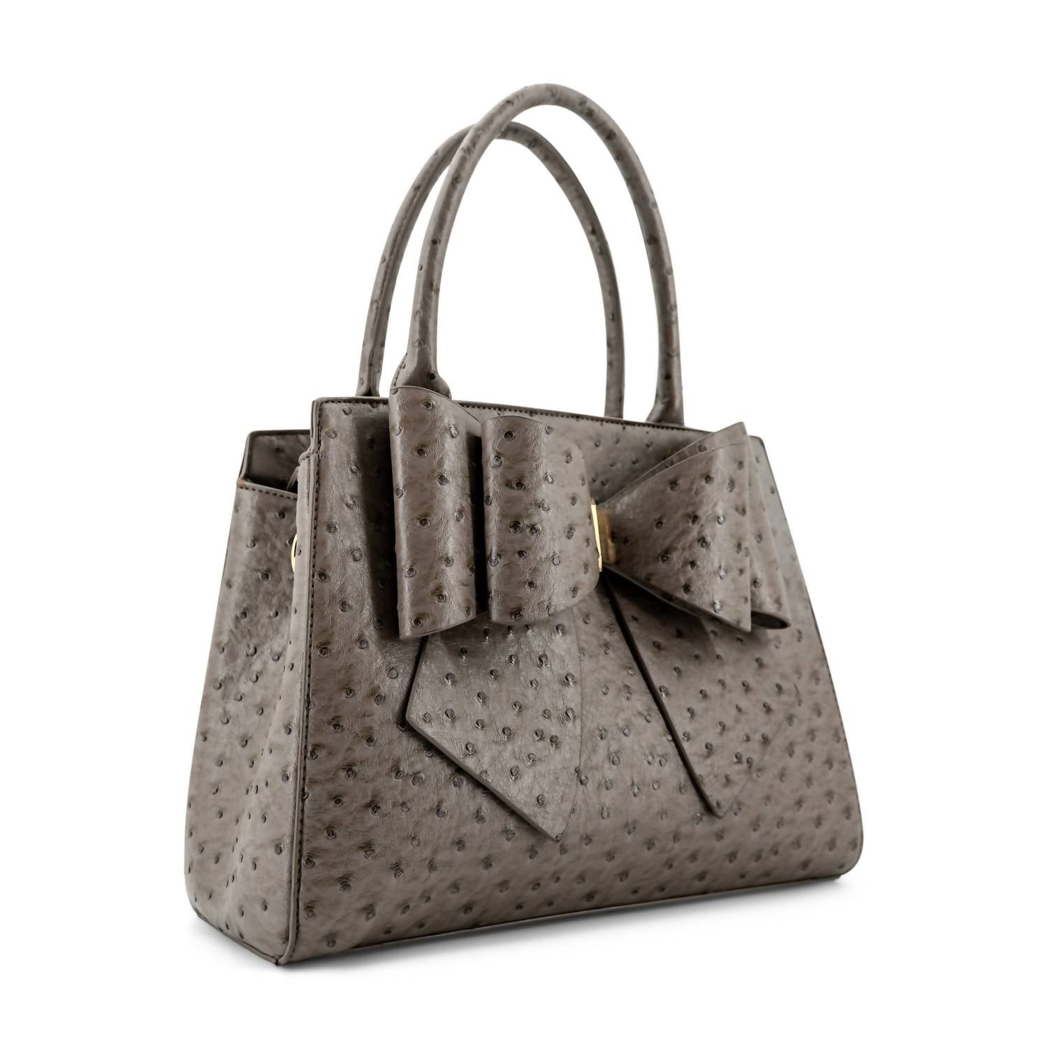 Elodie Embossed Bow Top Handle Purse in gray - women's bag - alternate view