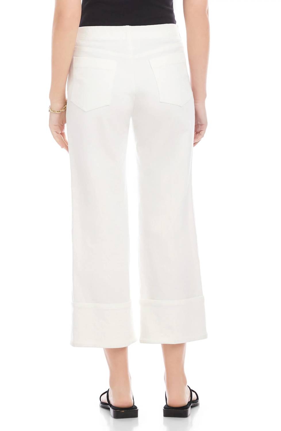 Fifteen Twenty Regina Cuff Crop Wide Leg Pant in off white - women's pants - alternate view