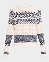 Autumn Cashmere - Fair Isle Cable Crew Knit Sweater