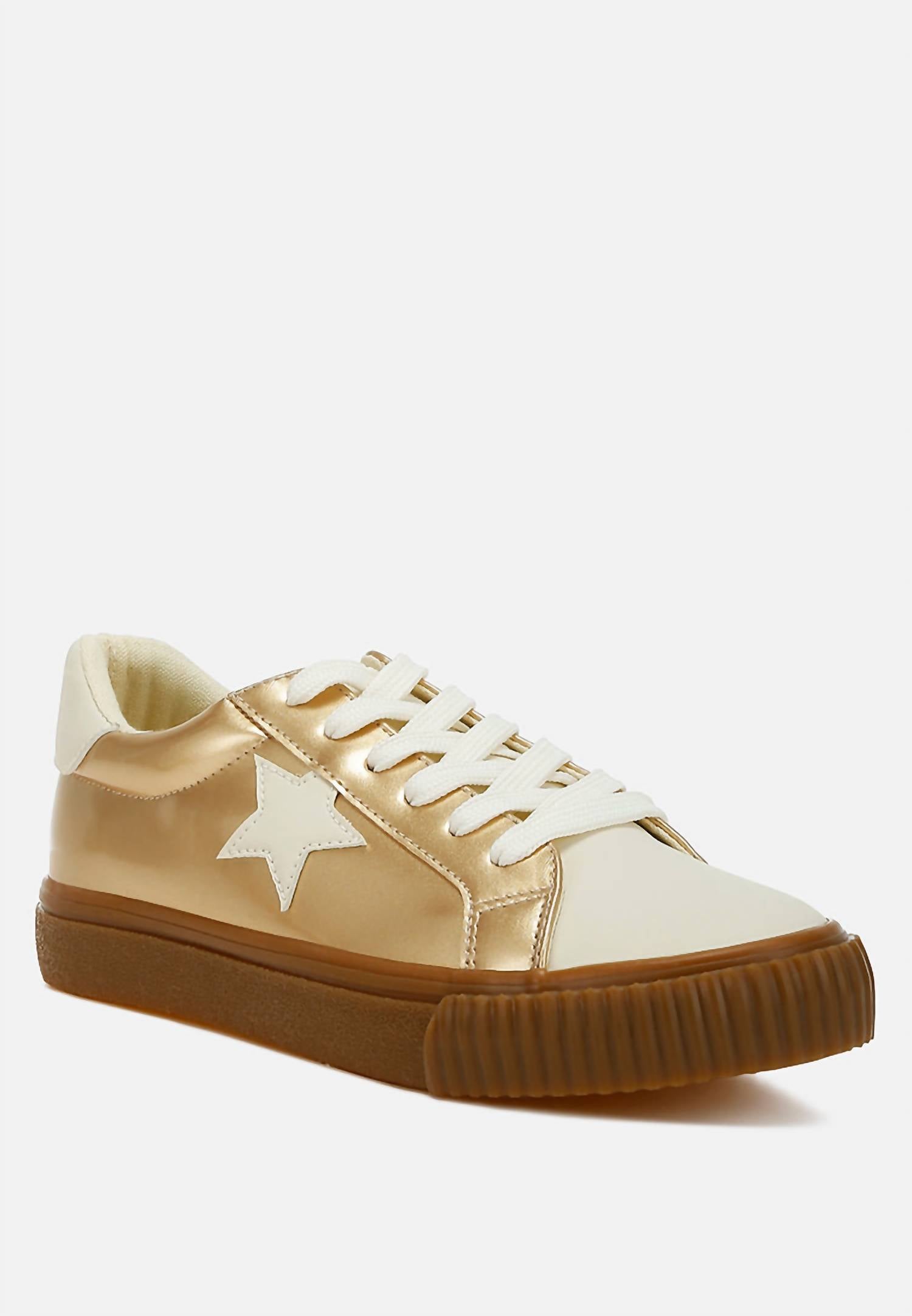 Rag Company - Women's Jumping Jacks Metallic Faux Leather Star Sneakers