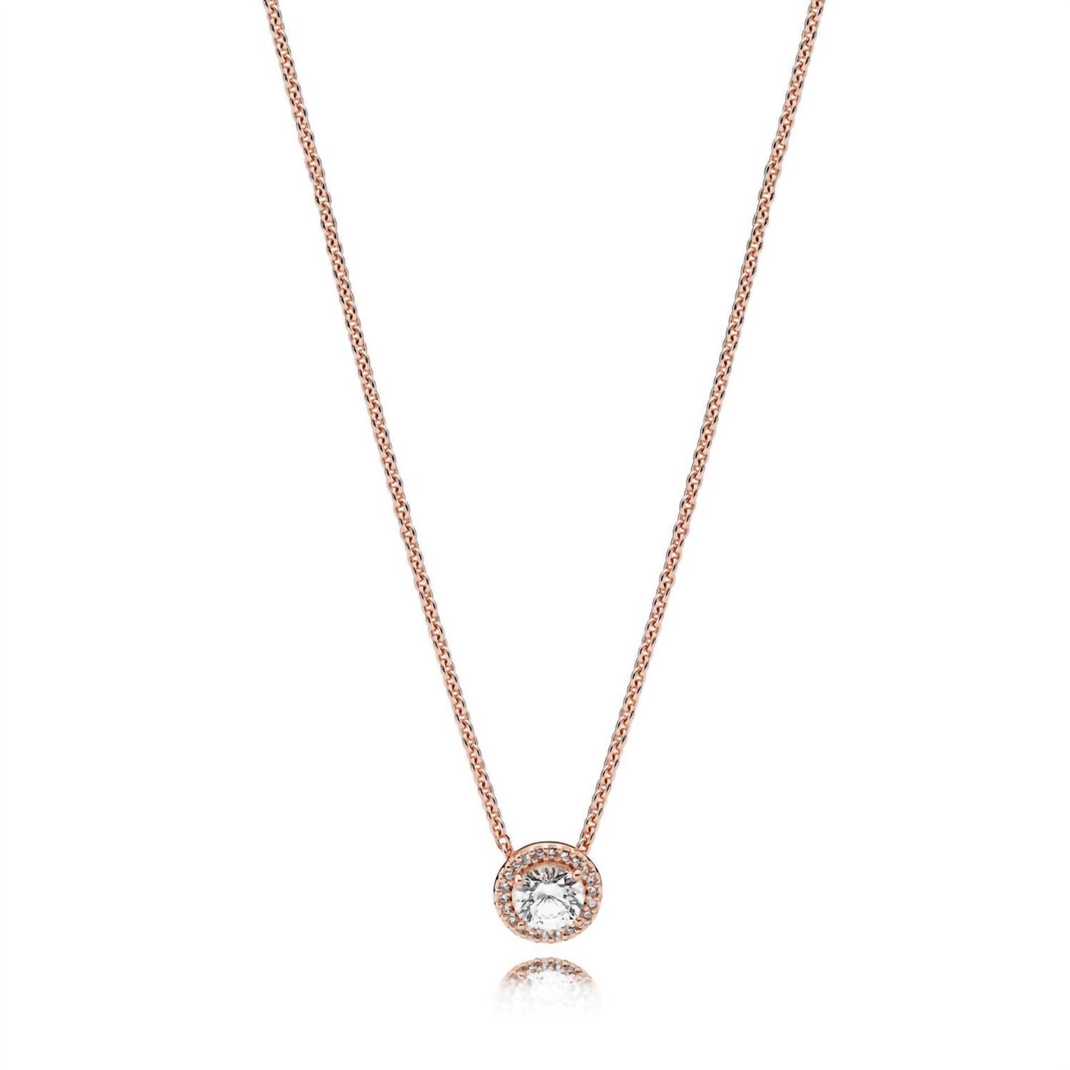 Pandora - Women's Rose Necklace With Clear Cubic Zirconia