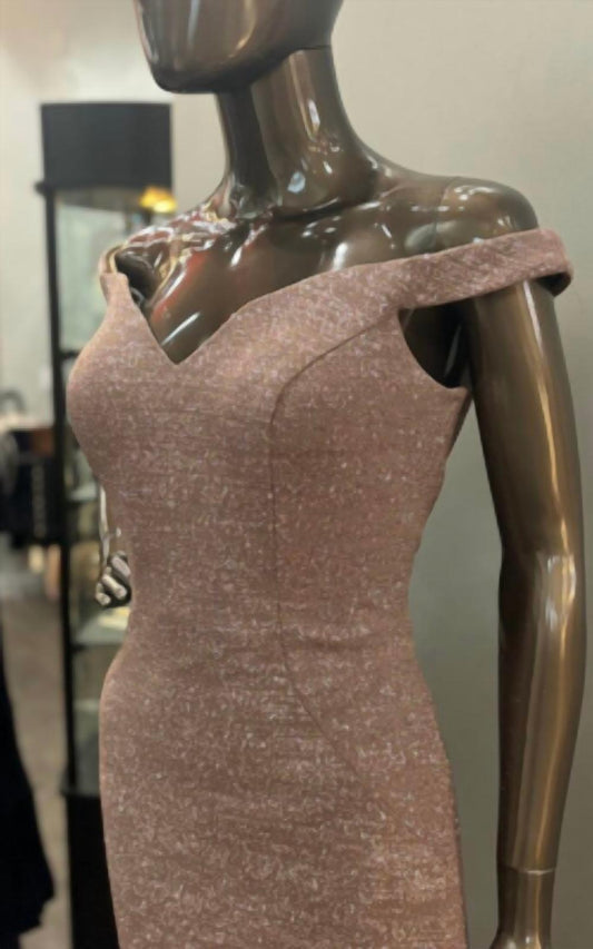 Jovani - Jovani Off The Shoulder Sugar Glitter Gown