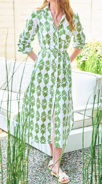 Finley - Alex Mended Palmetto Print Shirtdress