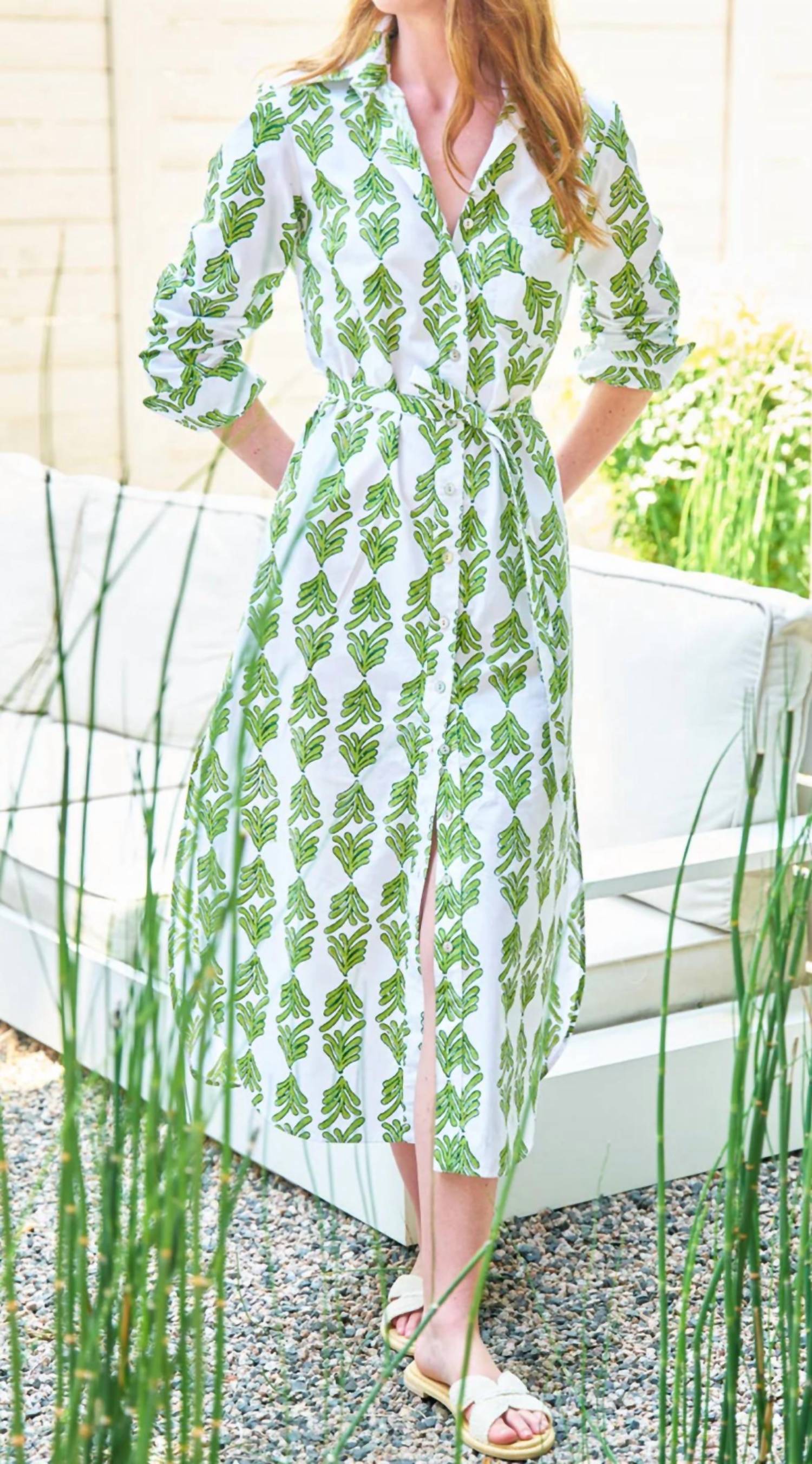 Finley - Alex Mended Palmetto Print Shirtdress