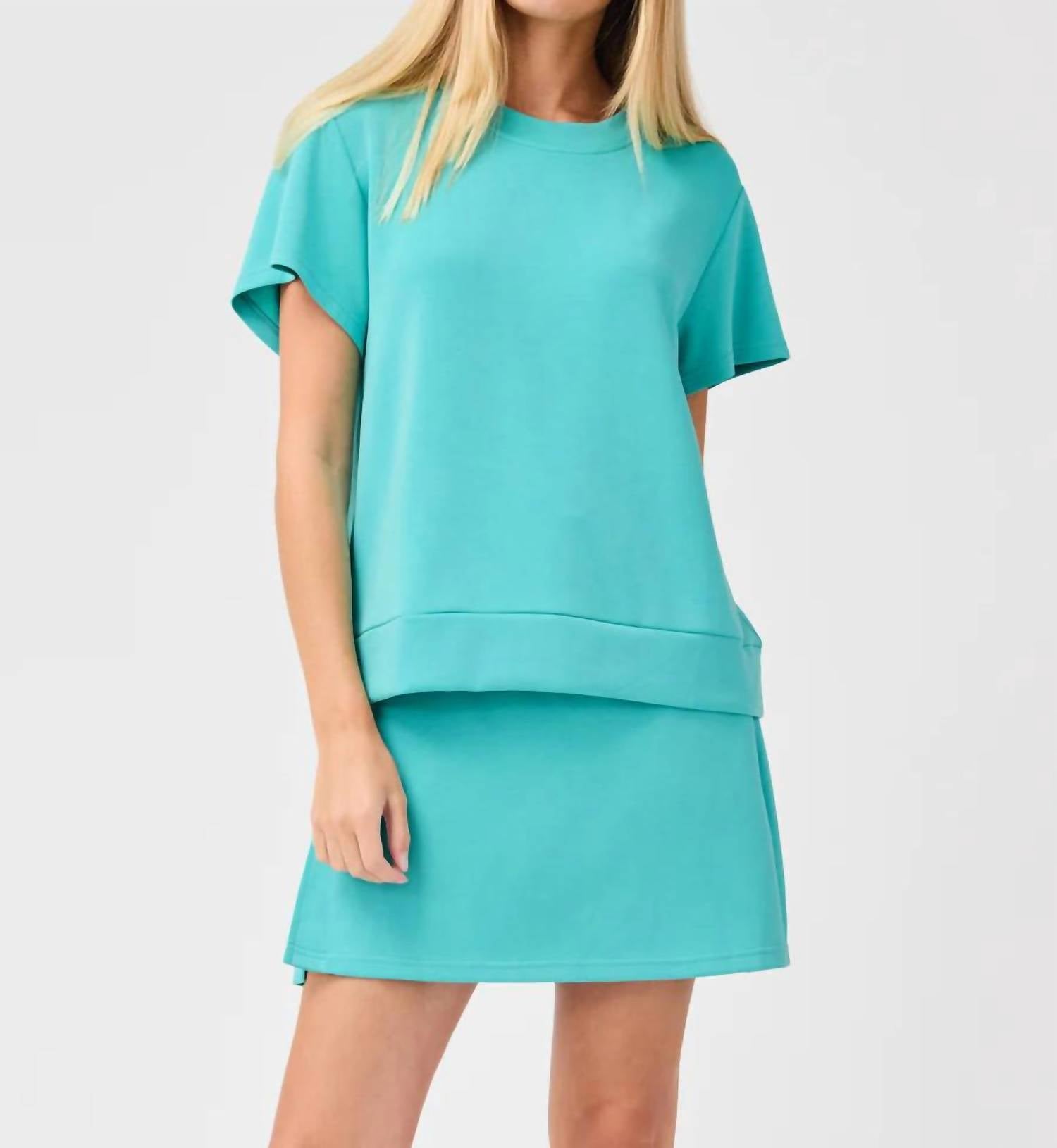 Mary Square Mckenzie Short Sleeve Top in ocean - women's t-shirt - detail view