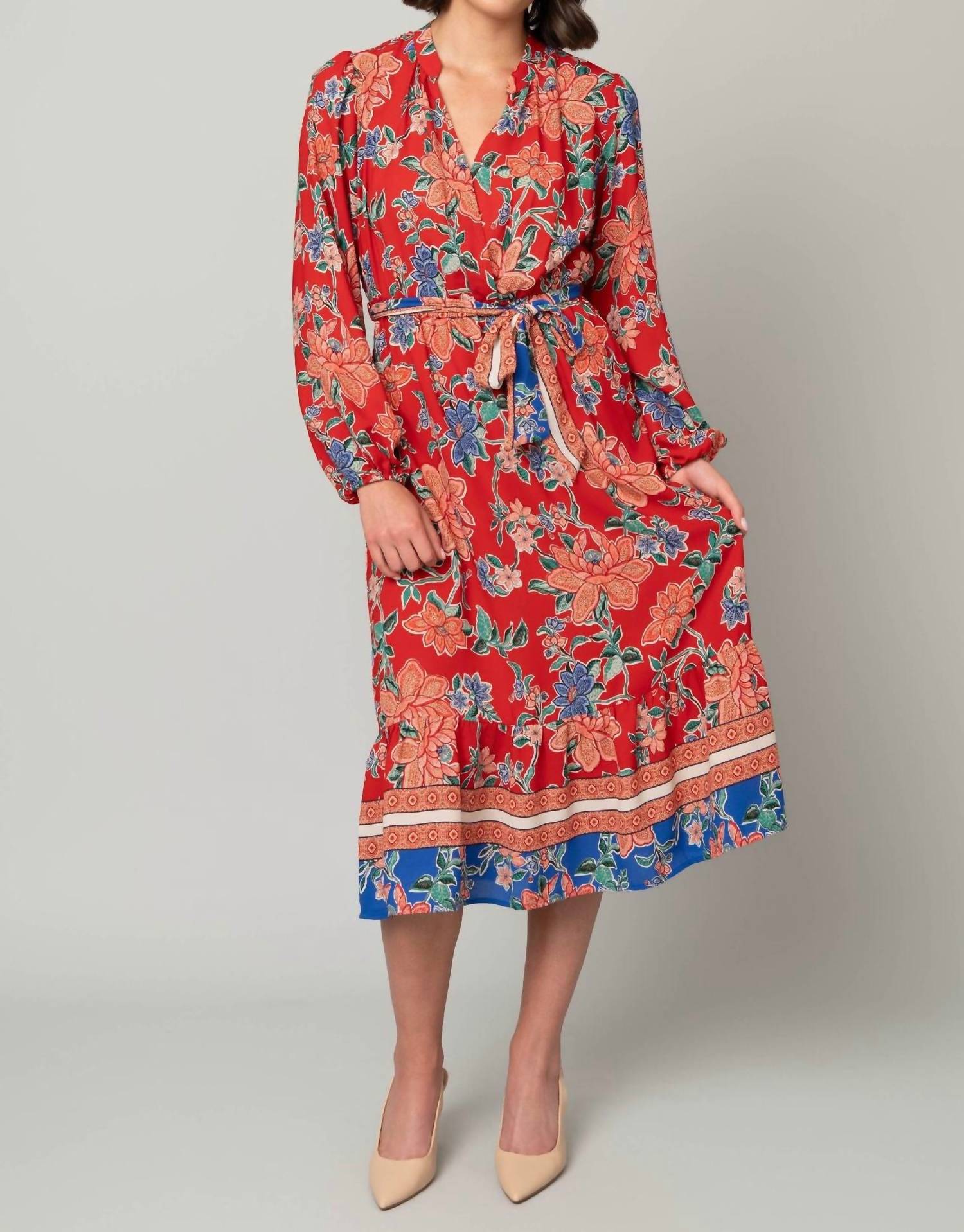Pine Apparel - Floral Tie Maxi Dress