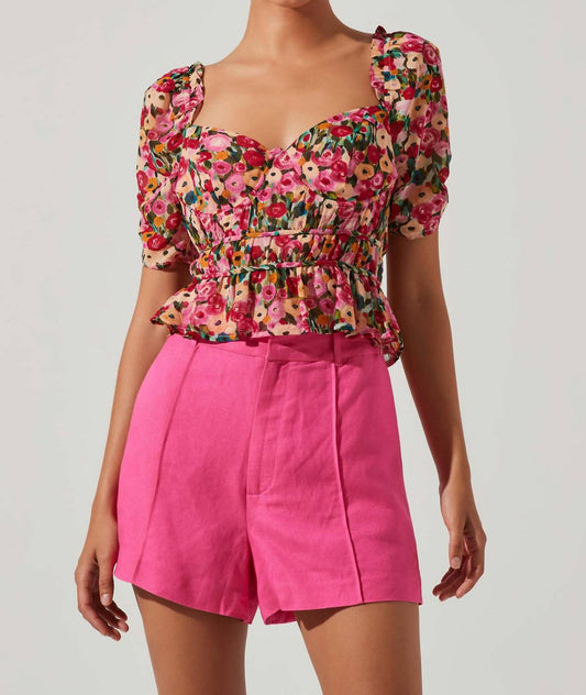 Astr - NAYELI FLORAL PUFF SLEEVE TOP