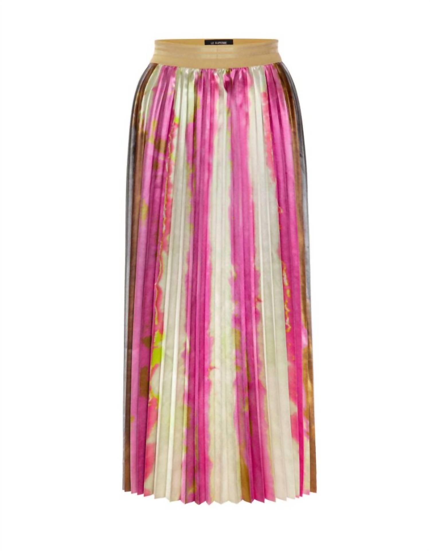Le Superbe - Women's Shibori Stripe Pleat Midi Skirt