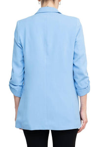 T Tahari - Lapel Collar Open Front Woven Blazer