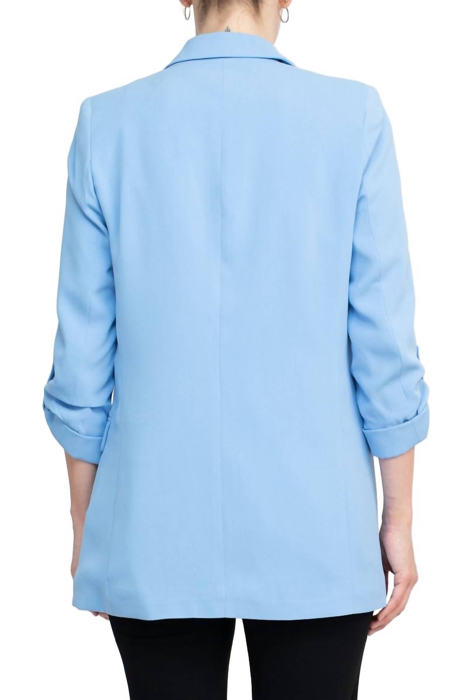 T Tahari - Lapel Collar Open Front Woven Blazer
