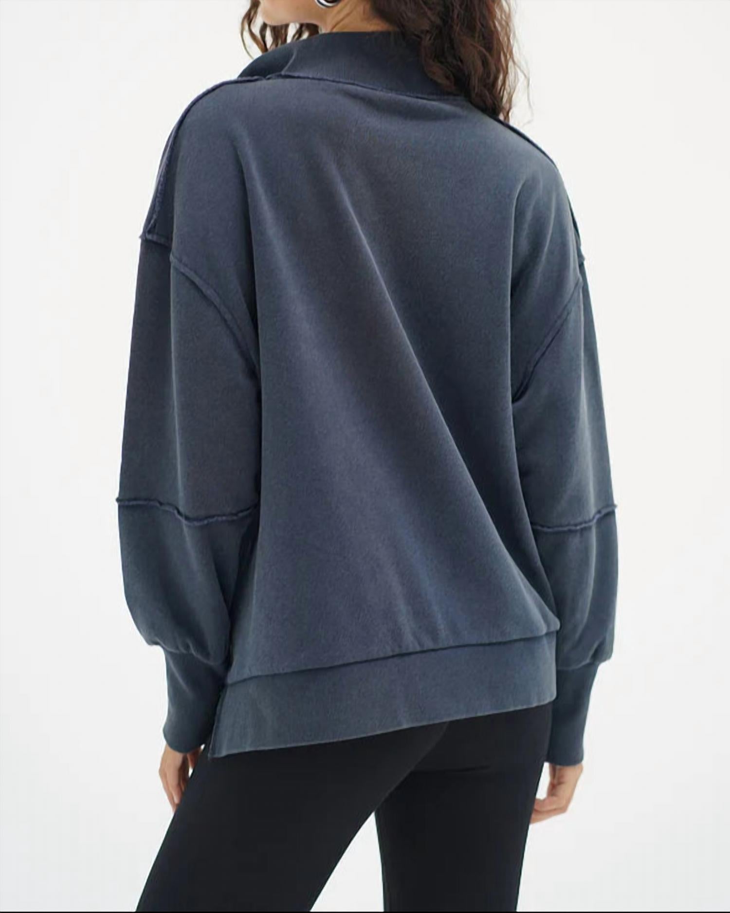 Lna - Hallie Snap Collar Pullover Sweatshirt