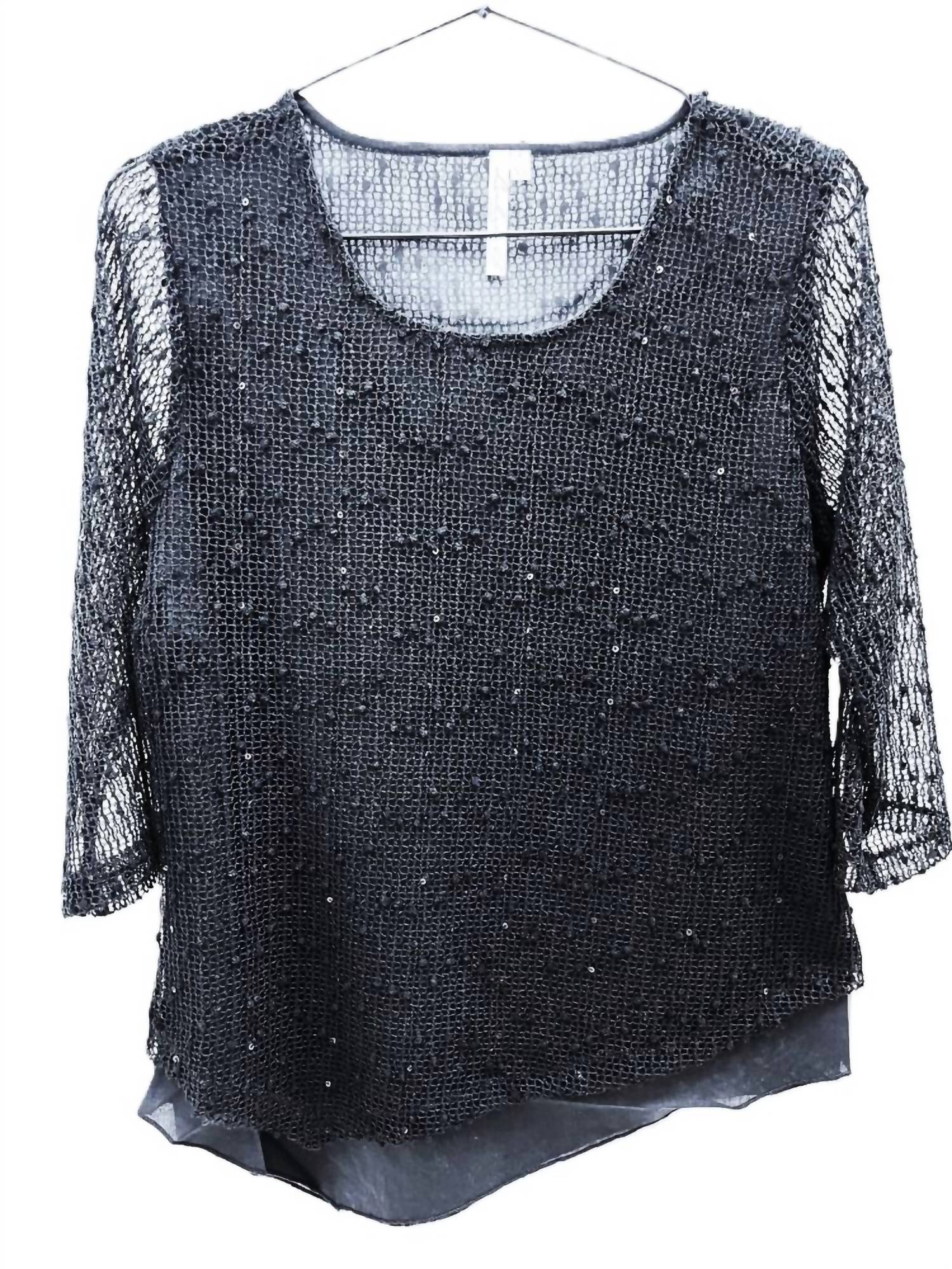 Lulu-B - Women's Fish Net Asymmetrical Hemline Top