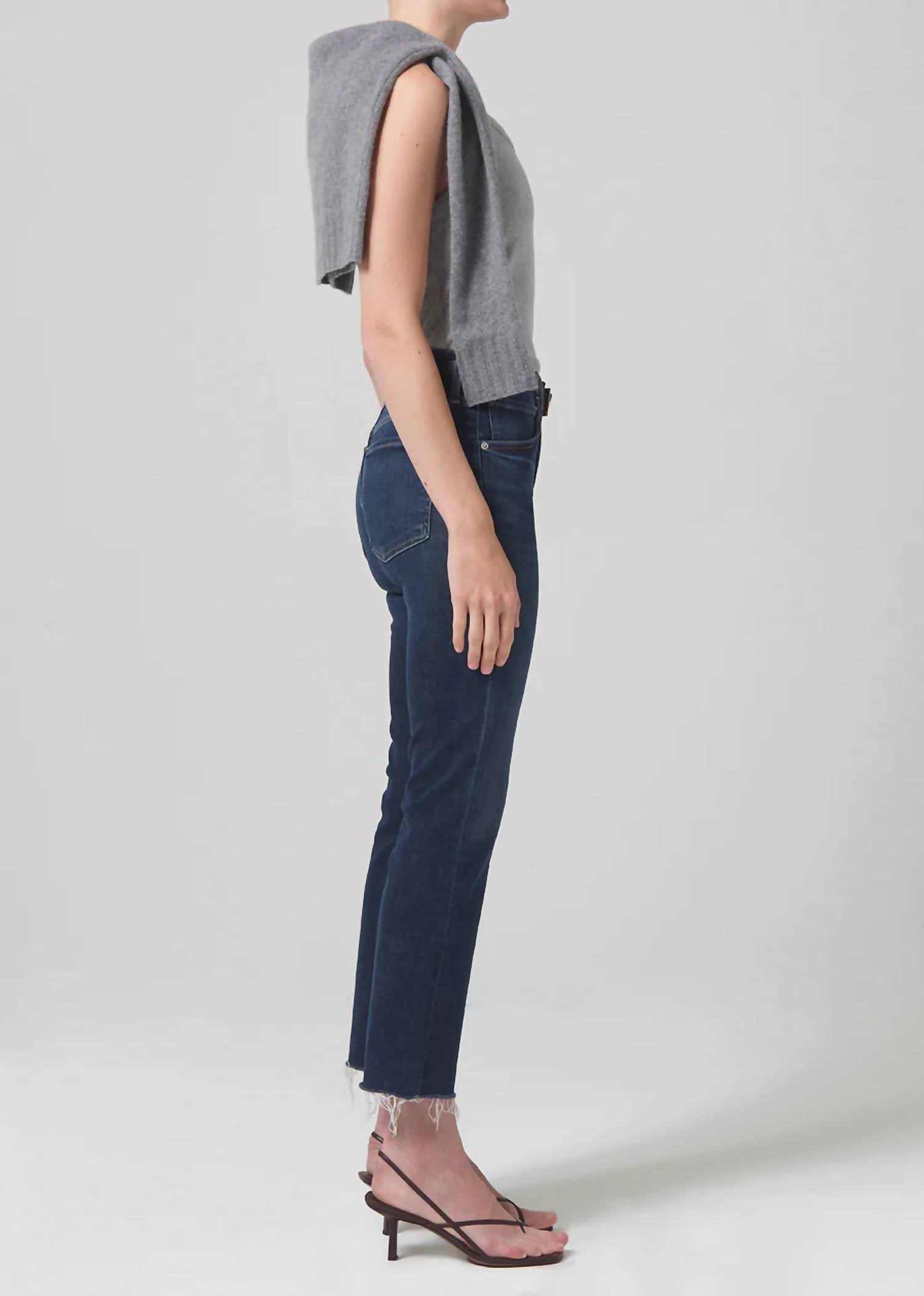 Citizens of Humanity Isola Mid Rise Cropped Boot Jean in baltic - women's jeans - alternate view