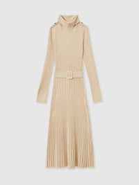 Reiss - Ribbed Roll Neck Belted Midi Dress