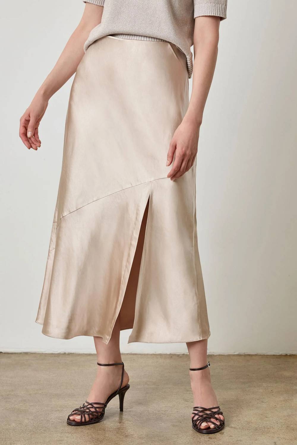 Lilla P - Satin Slit Front Skirt