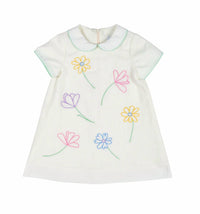 Florence Eiseman - Embroidered Flowers Linen Look Dress