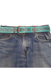 Axesoria West - Women's Western Hand-painted Floral Tooled Belt