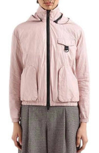 Armani Exchange Non-woven Fabric Cargo Pocket Windbreaker Jacket in milk punch - women's jacket - detail view