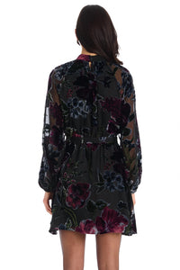ALLISON NEW YORK Hannah Mini Dress in black floral 1 - women's dress - detail view