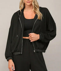 Fate by LFD Sunday Morning Modal Jacket & Joggers Set in black - women's sleepwear - detail view