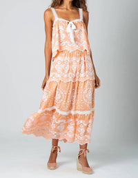 Miguelina - Loreline Floating Flower Voile Embroidery Midi Skirt