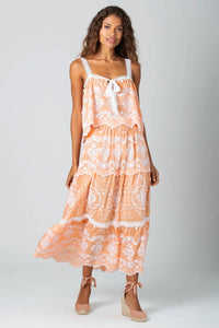 Miguelina - Loreline Floating Flower Voile Embroidery Midi Skirt