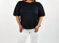 Geegee - Shirt With Sheer Sleeve - Plus