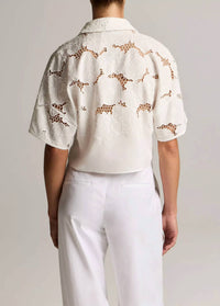 Vince - Lace Cropped Short-sleeve Shirt