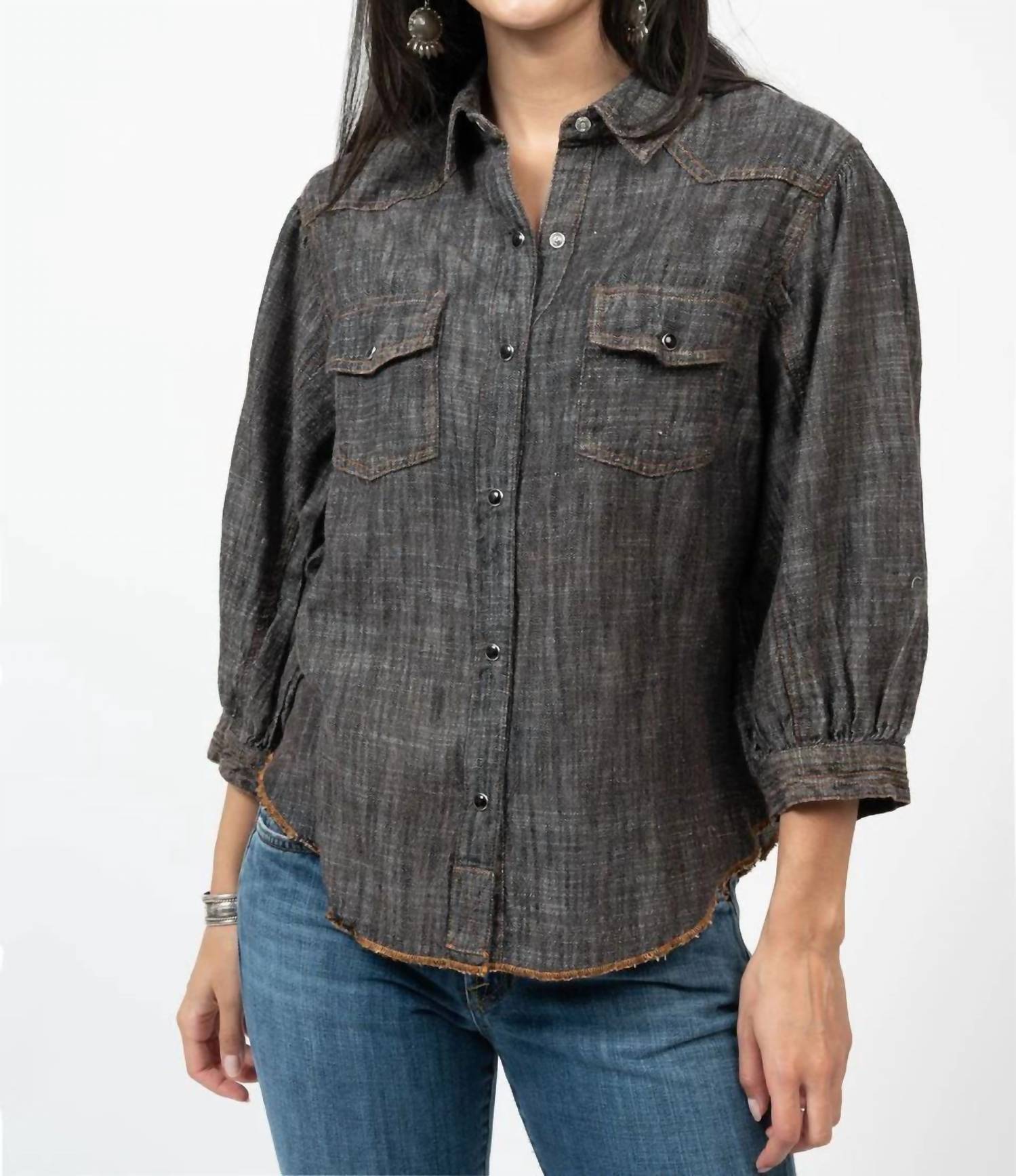 Ivy Jane - Three-Quarter Sleeves Snap Shirt
