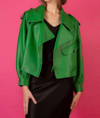 Jessie Liu - Leather Oversized Moto Jacket