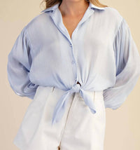 Glam - Stephanie Tie Front Collared Blouse