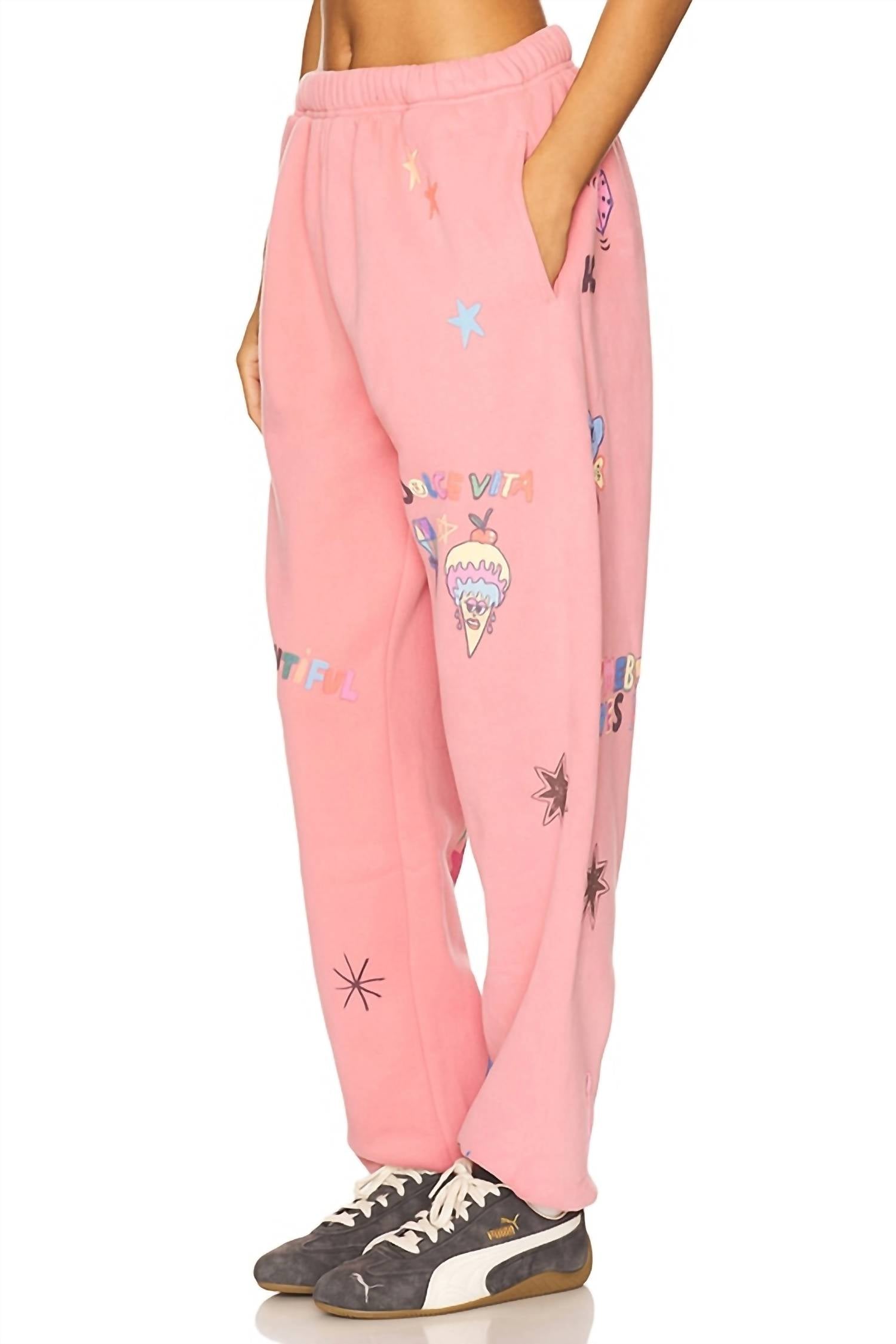 The Mayfair Group Scream Colour Somebody Loves You Sweatpants in pink - women's pants - view 4