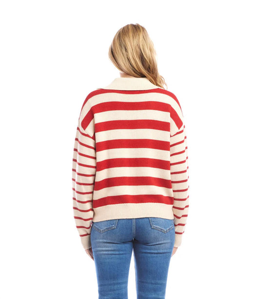 Karen Kane - Stripe Polo Sweater