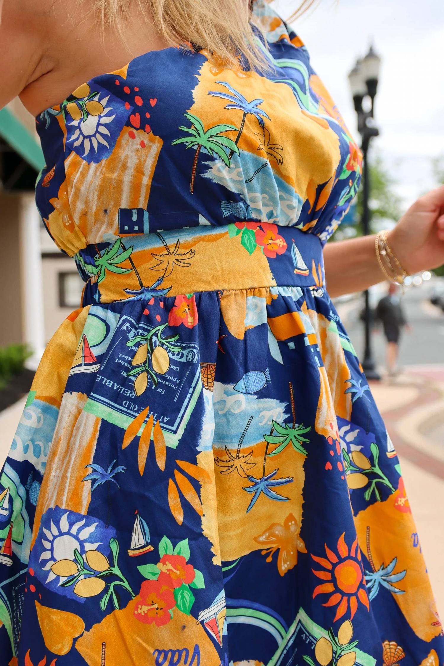 Meet Me In Santorini - Mediterranean Escape One Shoulder Dress