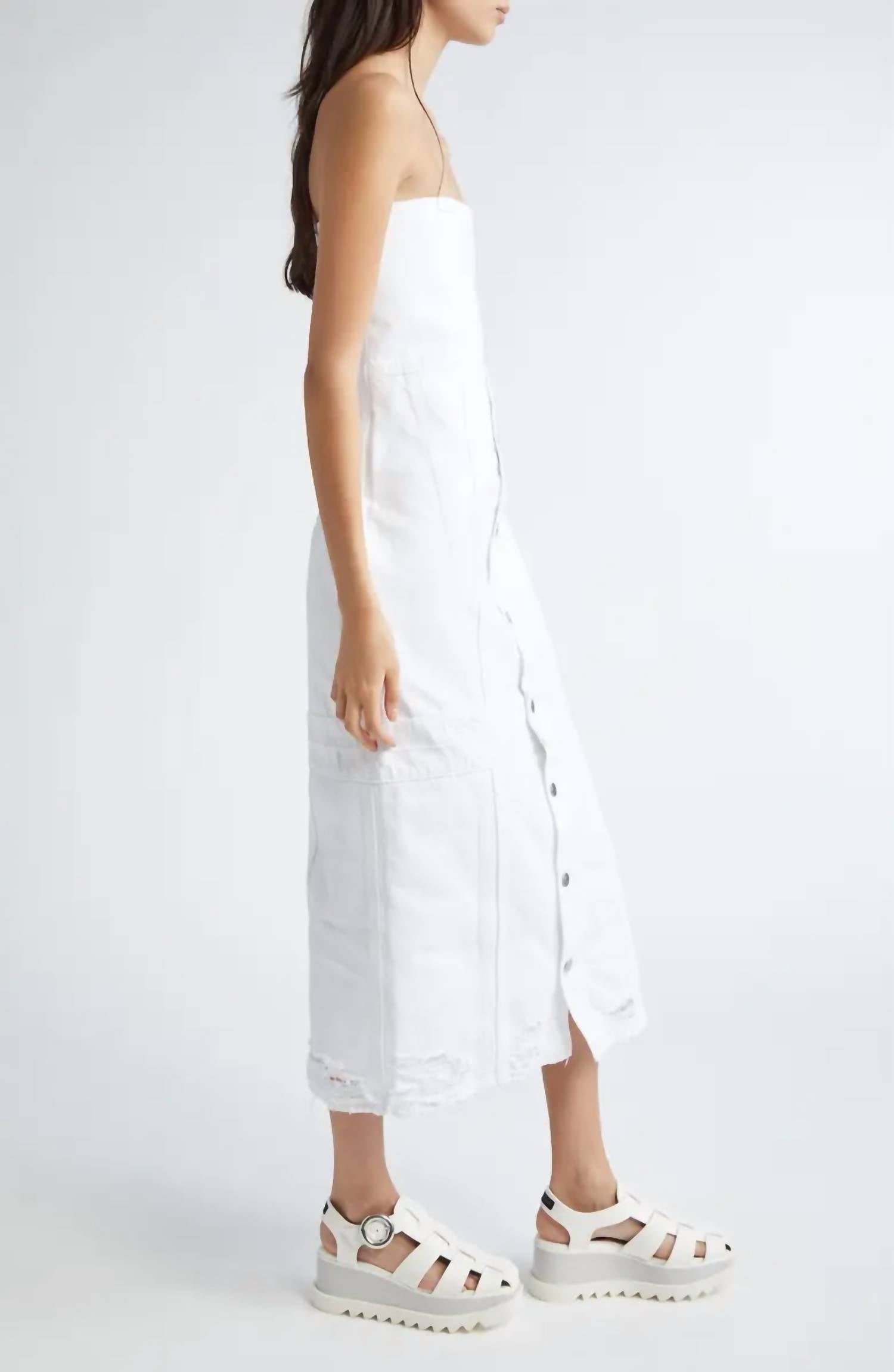 Stella Mccartney - Distressed Denim Bustier Dress