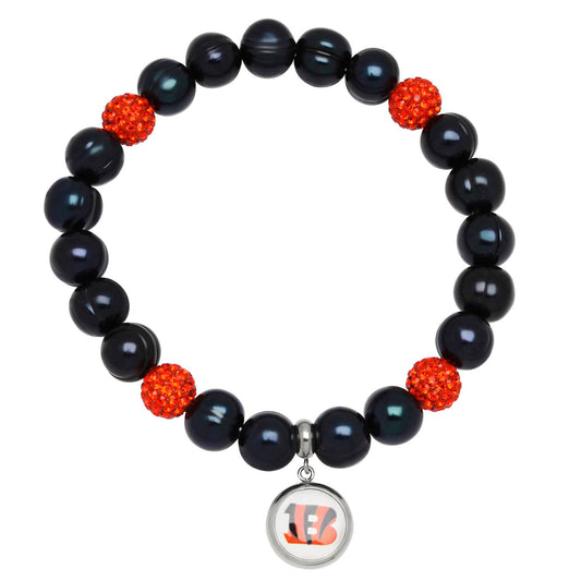 Honora - Cincinnati Bengals Stretch Pearl & Crystal Bracelet