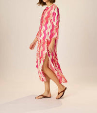 natalie martin Isobel Dress in coral wave fuchsia - women's dress - alternate view