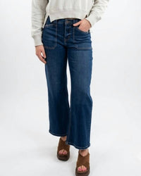 Mica Denim - High Rise Wide Leg Patch Pocket Jeans