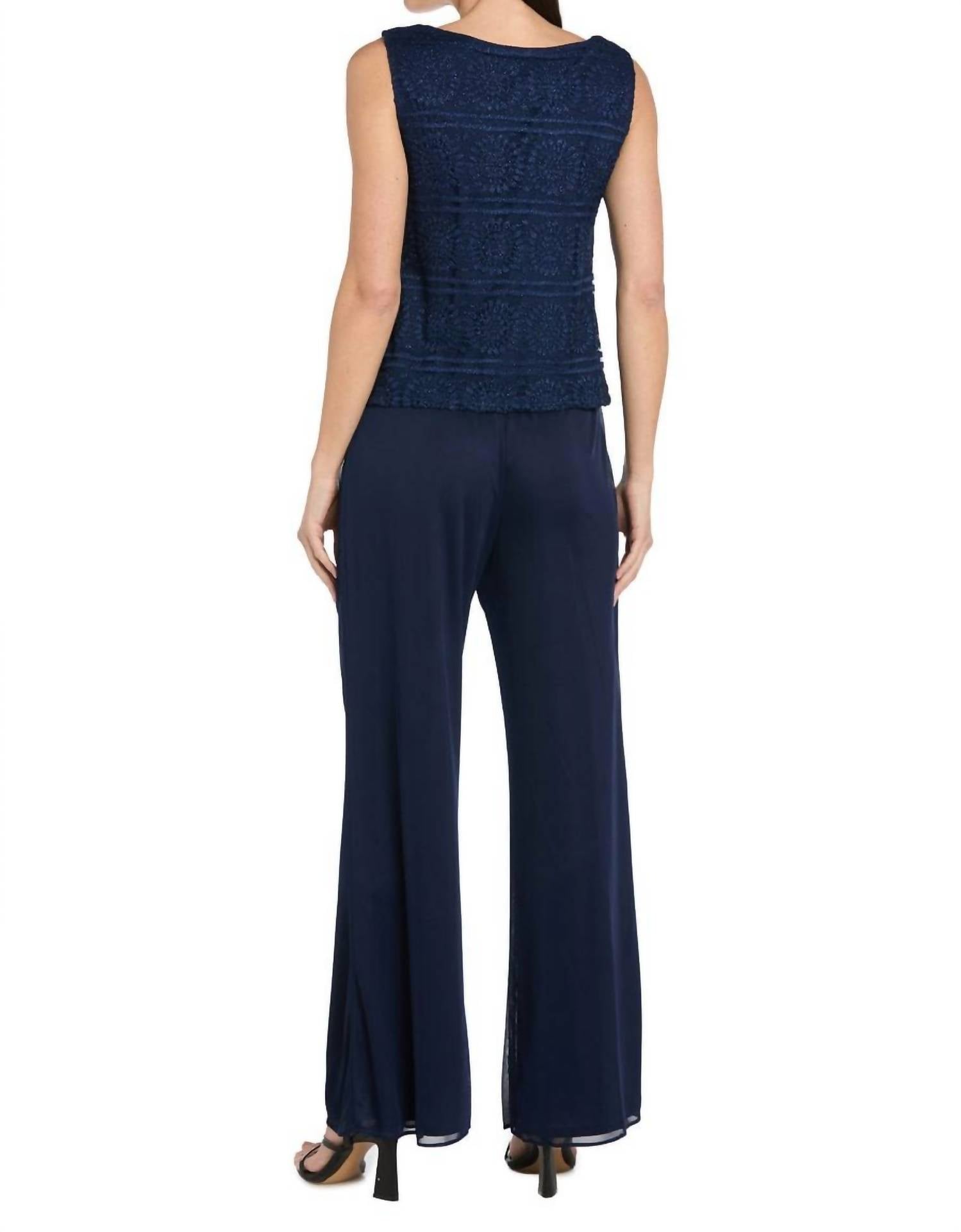 R&M Richards - Embroidered Three-piece Pant Set