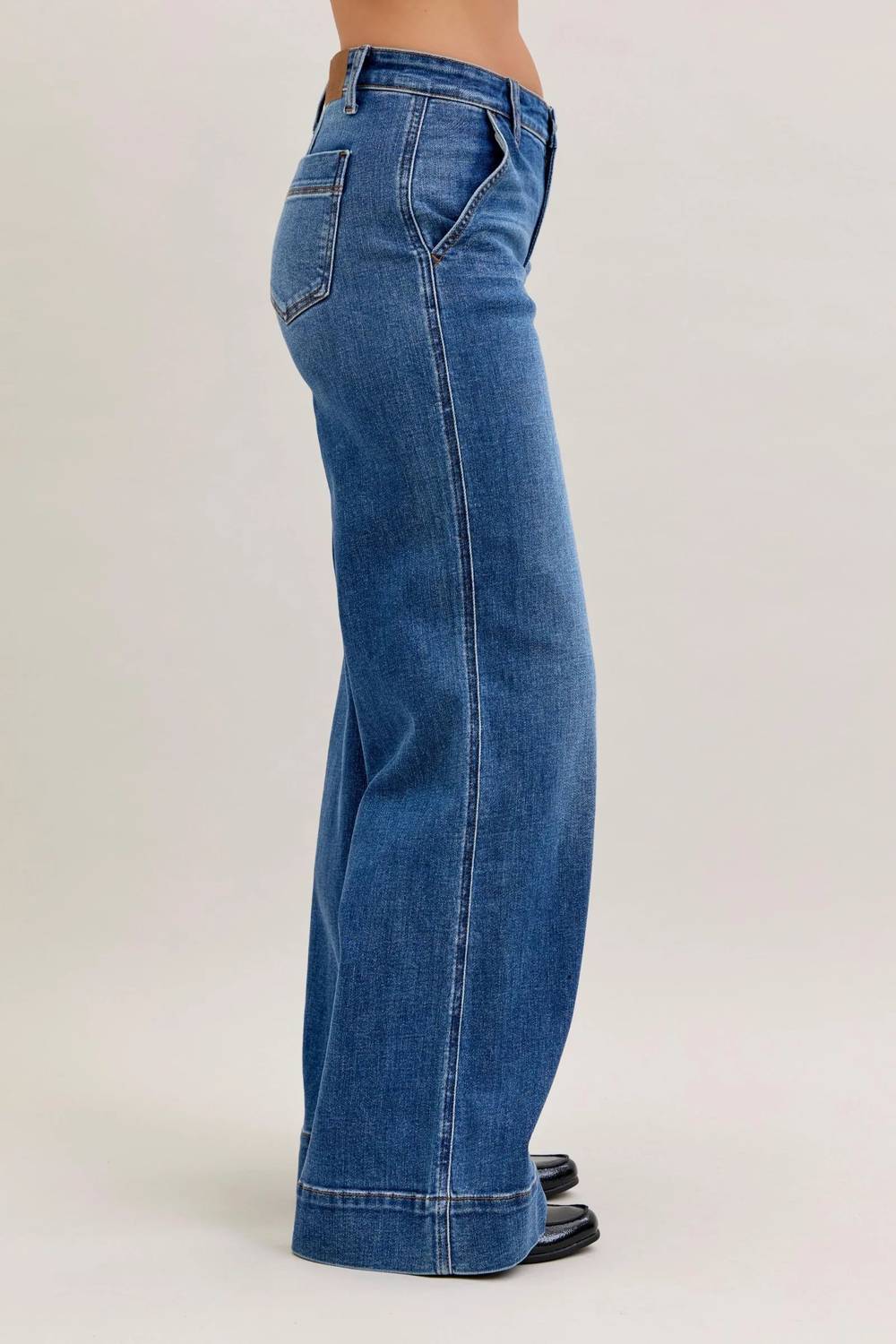 Judy Blue - Darcy Mid Rise Wide Leg Trouser Jeans