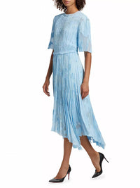 Jason Wu - Pleated Floral Fil Coupe Fit and Flare Midi Dress
