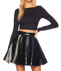 Susana Monaco - Croc Embossed Faux Leather Mini Skirt