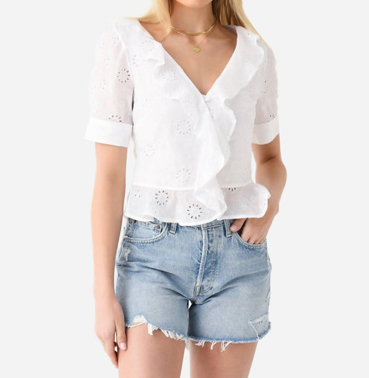 Frame - Ruffle Front Short Sleeve Top