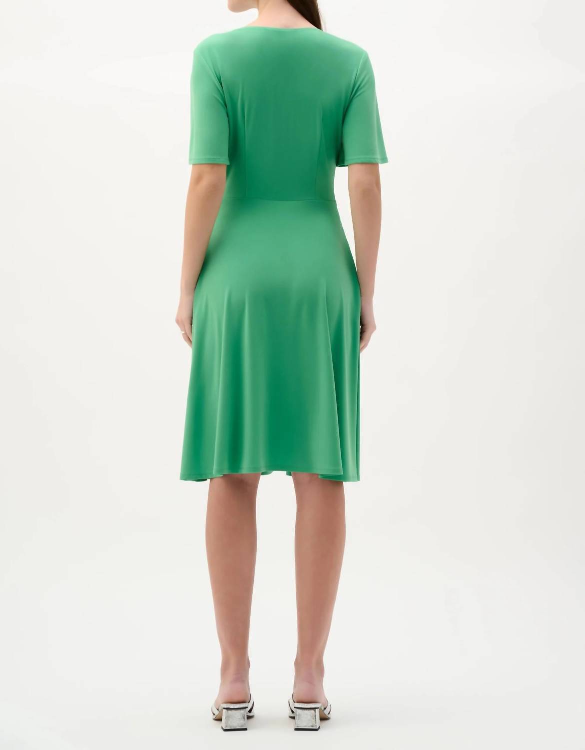 Joseph Ribkoff - Ruched Flutter Sleeves A-line Dress