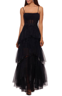 Betsy & Adam - Tiered Ruffle Tulle Corset Gown